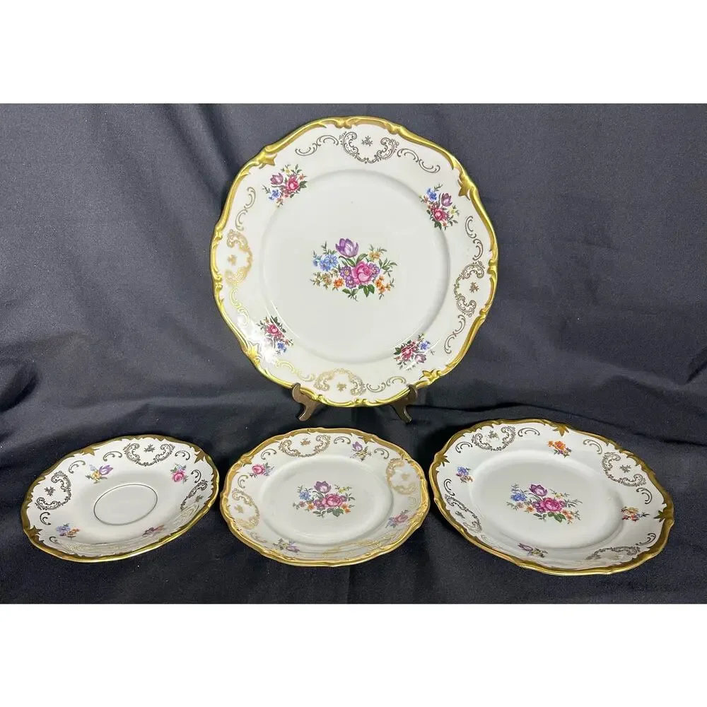 REICHENBACH GDR Dinner, Salad, Bread & Butter, Saucer Plates-RARE-One Set of  4